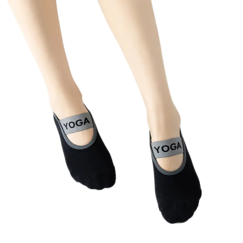 Trendy Cotton Yoga Socks with Grip and Wide Straps