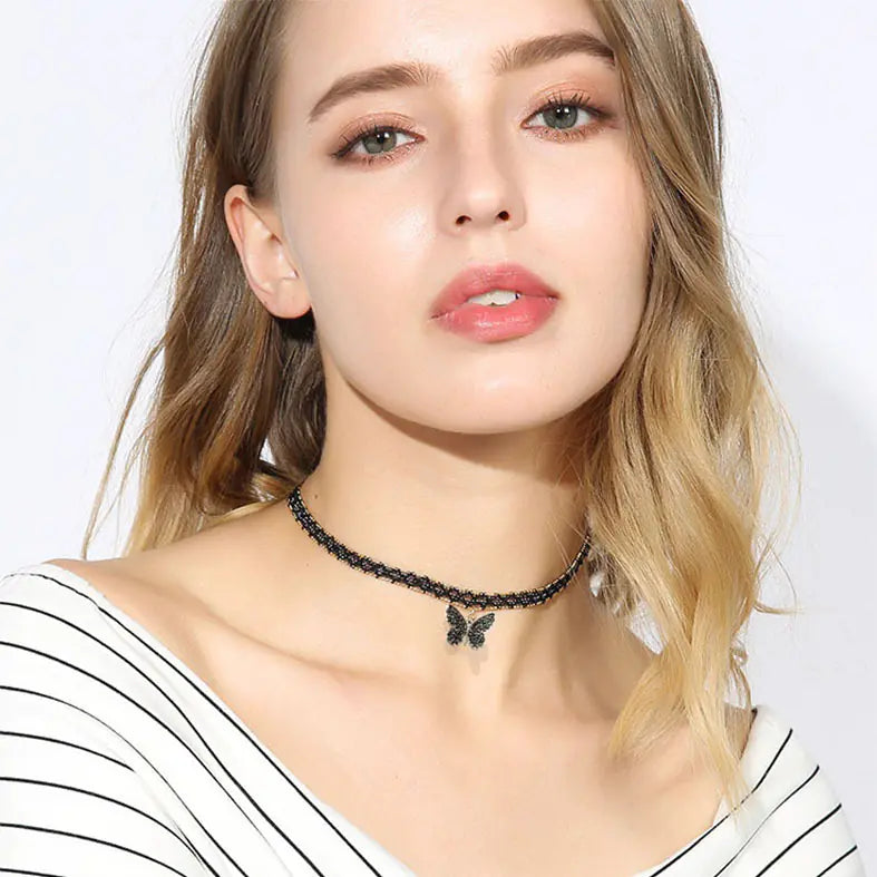 Trendy Butterfly Pendant Choker Necklace for Women