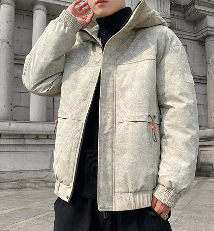 Winter Camouflage Hooded Short Jacket for Students