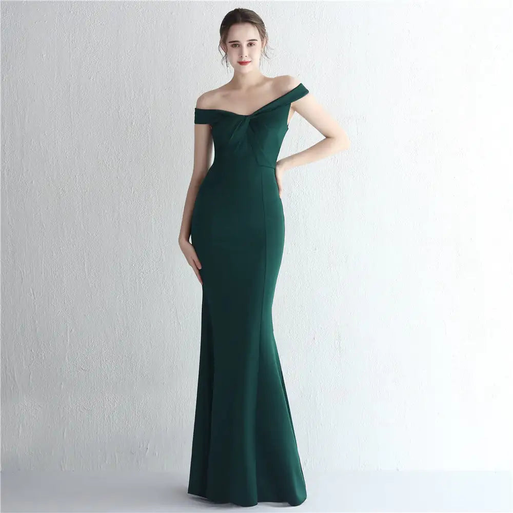 Off-Shoulder Long Dress for Women, Slim-Fit Style