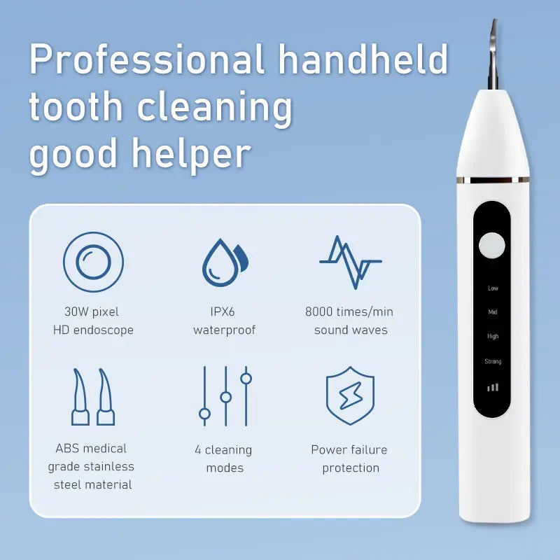 Ultrasonic Teeth Cleaner Kit with LED Light and 4 Heads