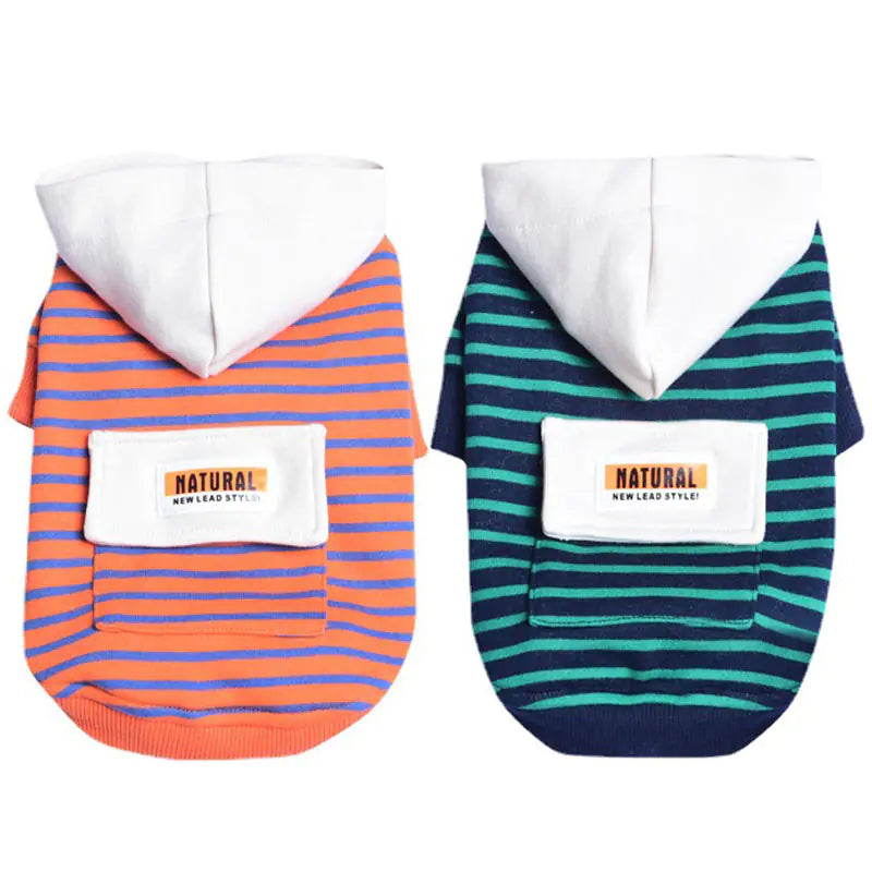 Striped Hooded Sweater for Small Dogs (Two-Legged)