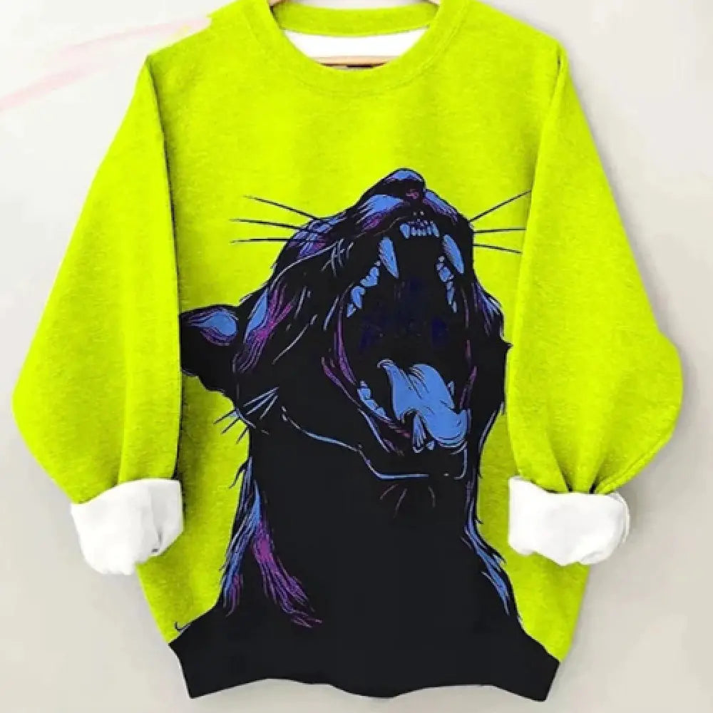 Colorful Cheetah Art Long Sleeve Women's Sweater