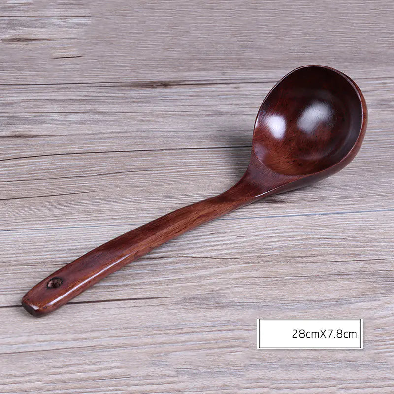 Curved Wooden Spoon with Long Handle for Cooking