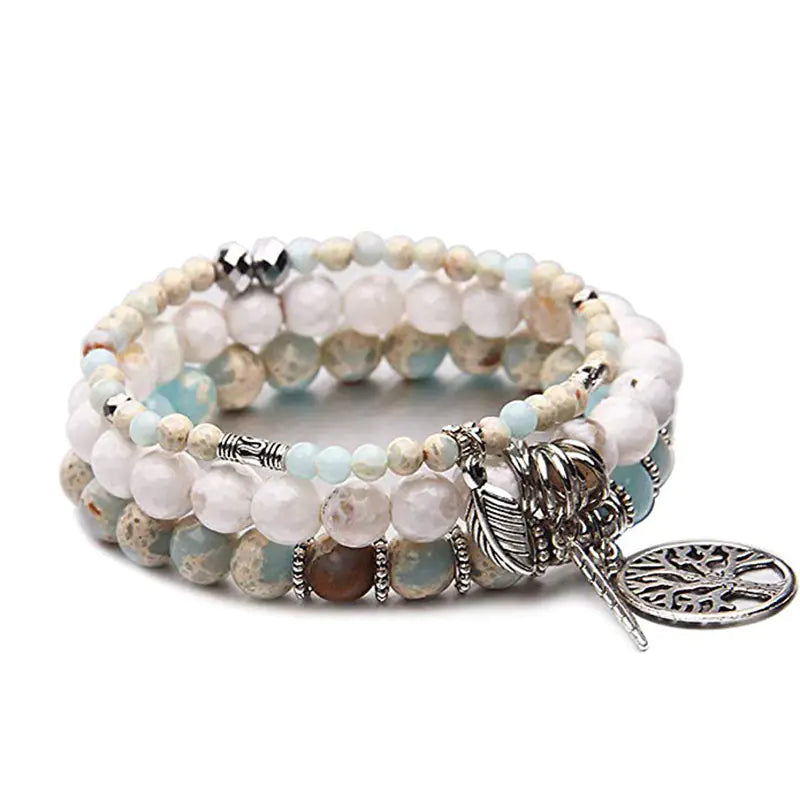 Agate Bracelet with Multi-Layer Tree of Life Design