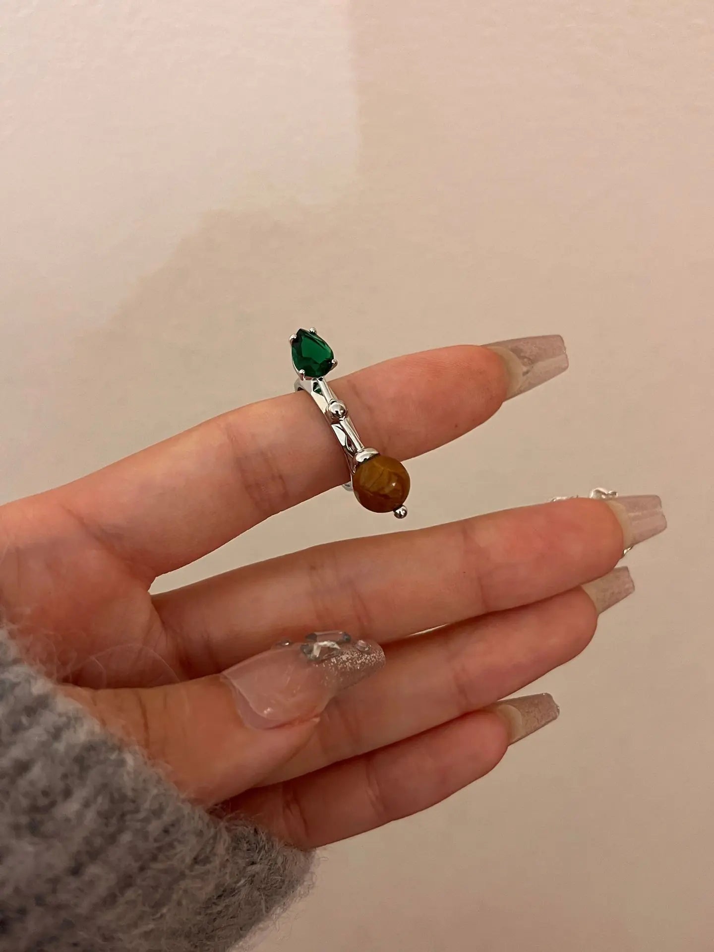 High-Grade Metal Texture Tigereye Ring