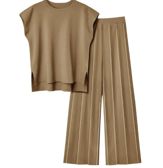 Women's Viscose Fiber Set with Wide-Leg Pants (One Set)