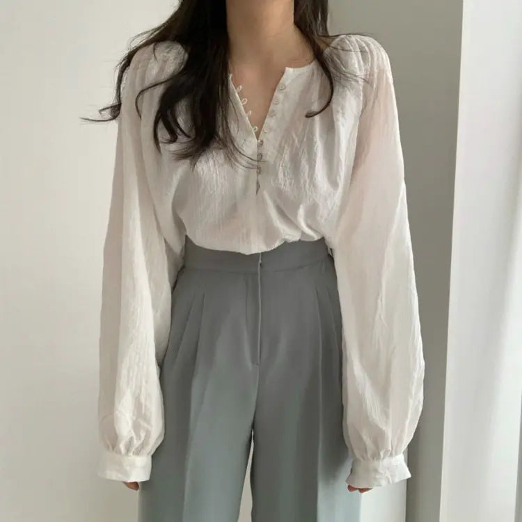 Chic Korean Style Long Sleeve Lightweight Shirt