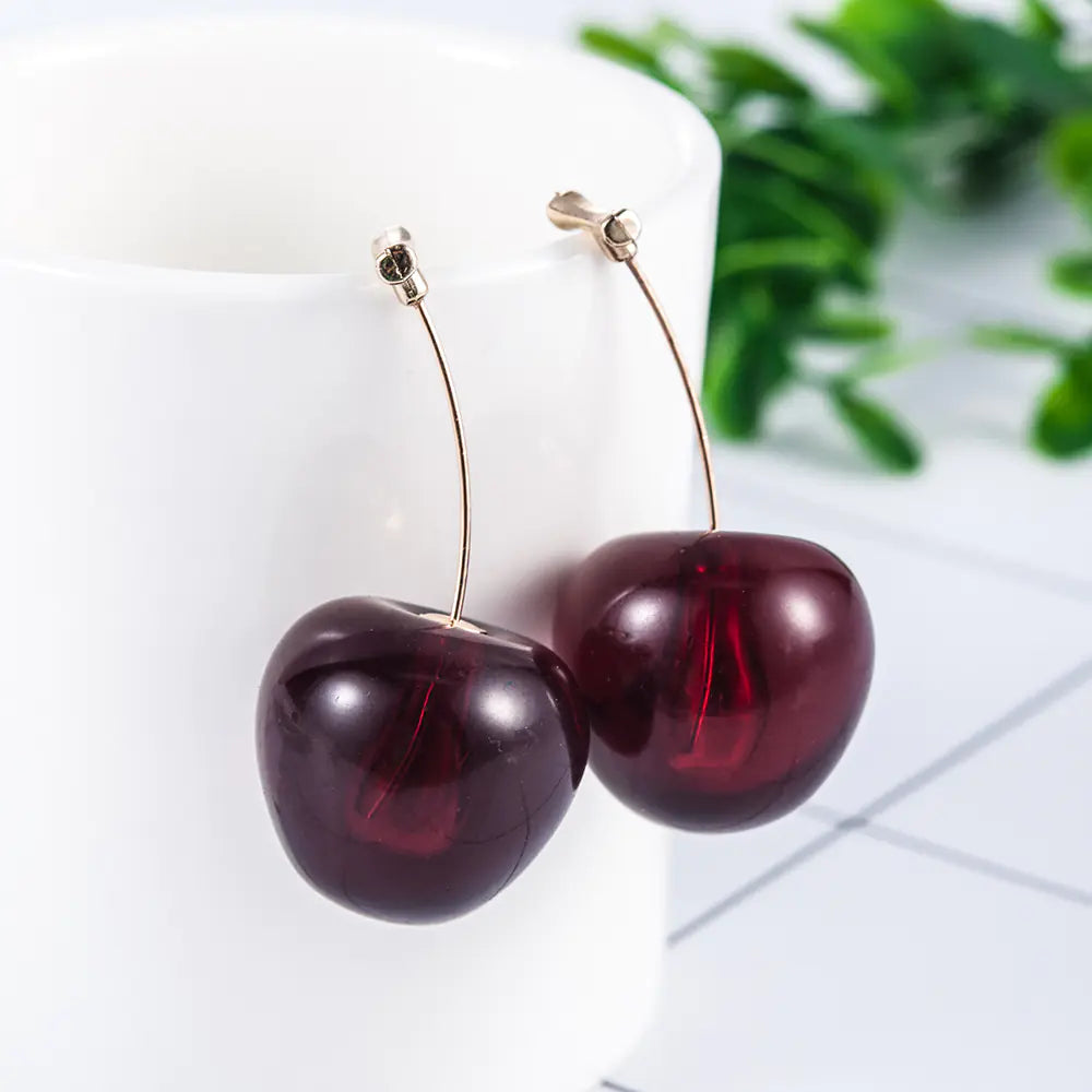 Korean Style Red Cherry Sweet Earrings for Women
