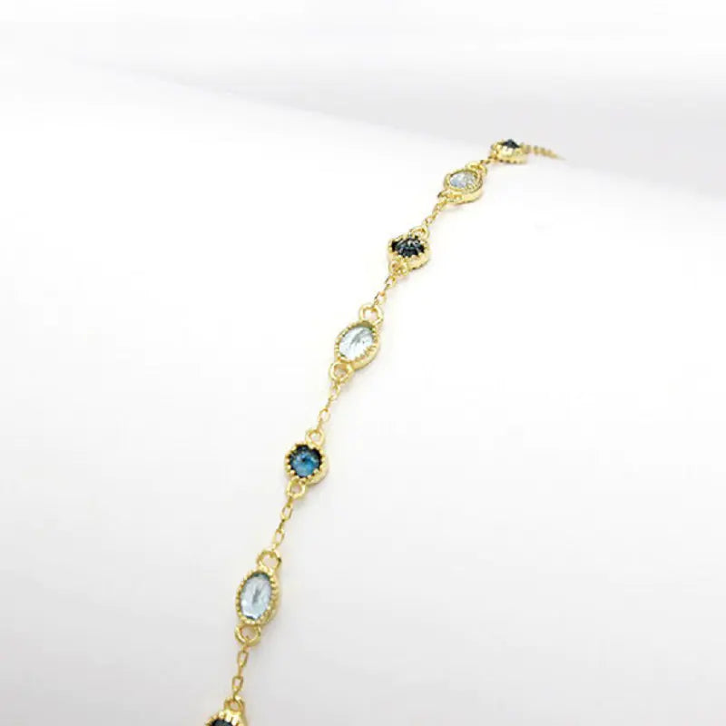 Luxury Blue Topaz Bracelet for Women, Gold-Plated 925 Silver