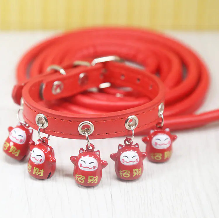 Dog and Cat Collars with Bell and Leash for Pets