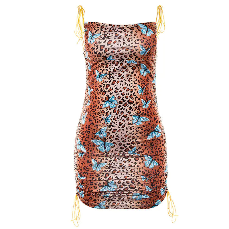 Butterfly Print Spaghetti Strap Dress