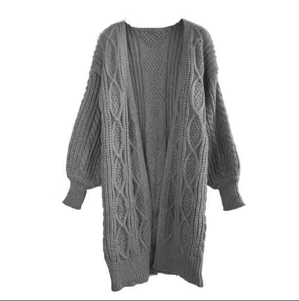 Women's Long Cardigan Sweater - Korean Style Knitwear
