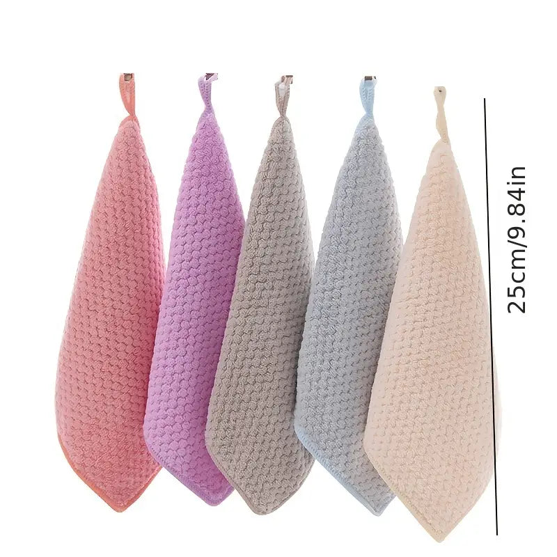 2pcs Coral Fleece Square Towels for Kitchen & Toilets