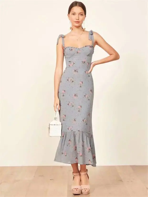 Vintage Floral Chiffon Slip Dress