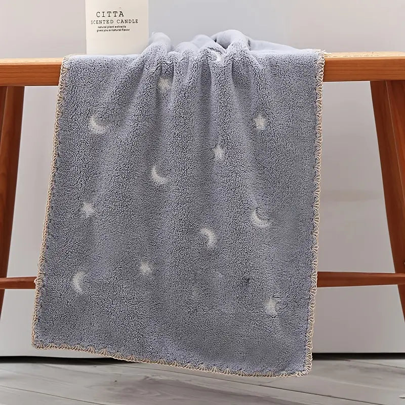 Embroidered Star Moon Cherry Soft Absorbent Towel 34x76cm