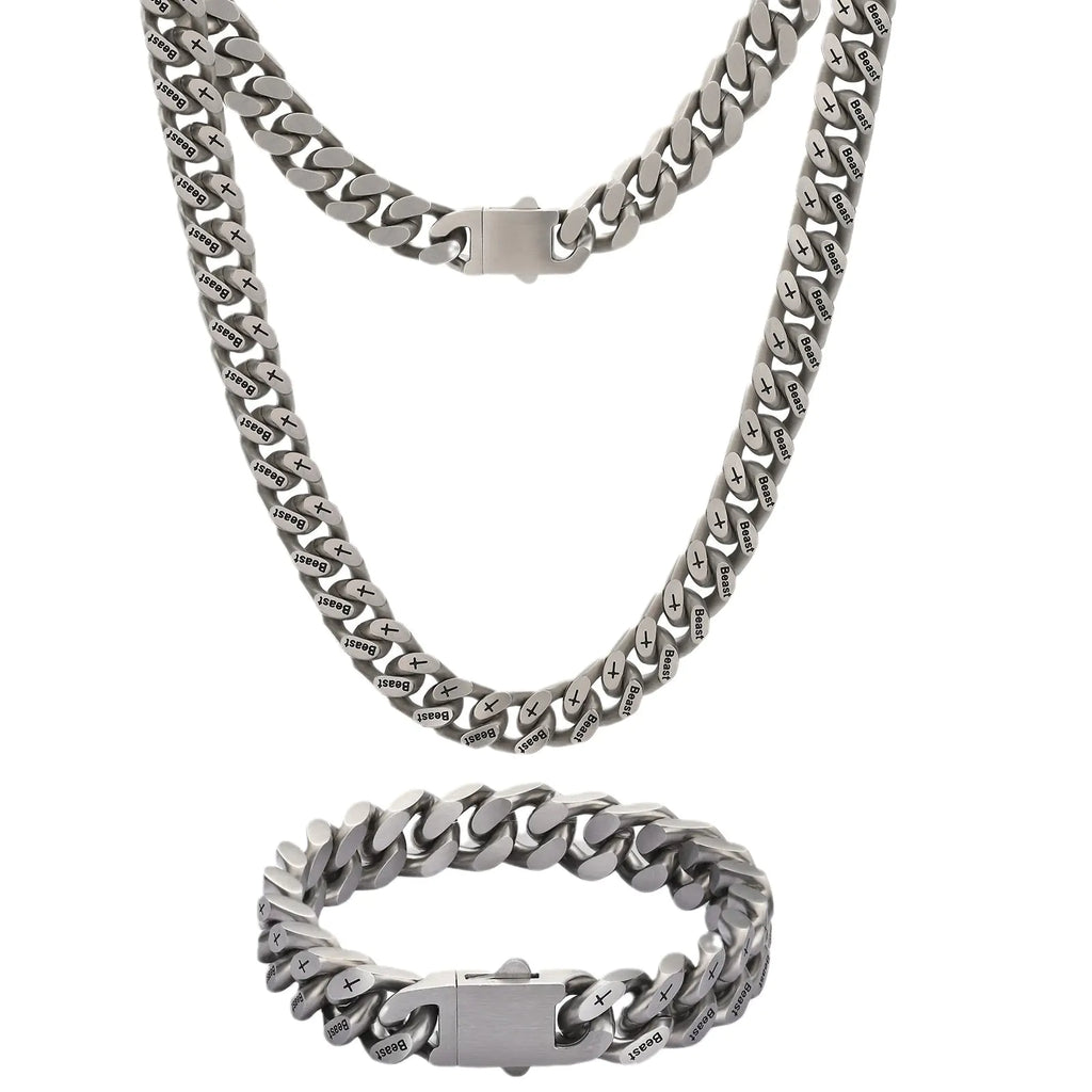 Men's Hip Hop Titanium Steel Engraved Cuban Necklace