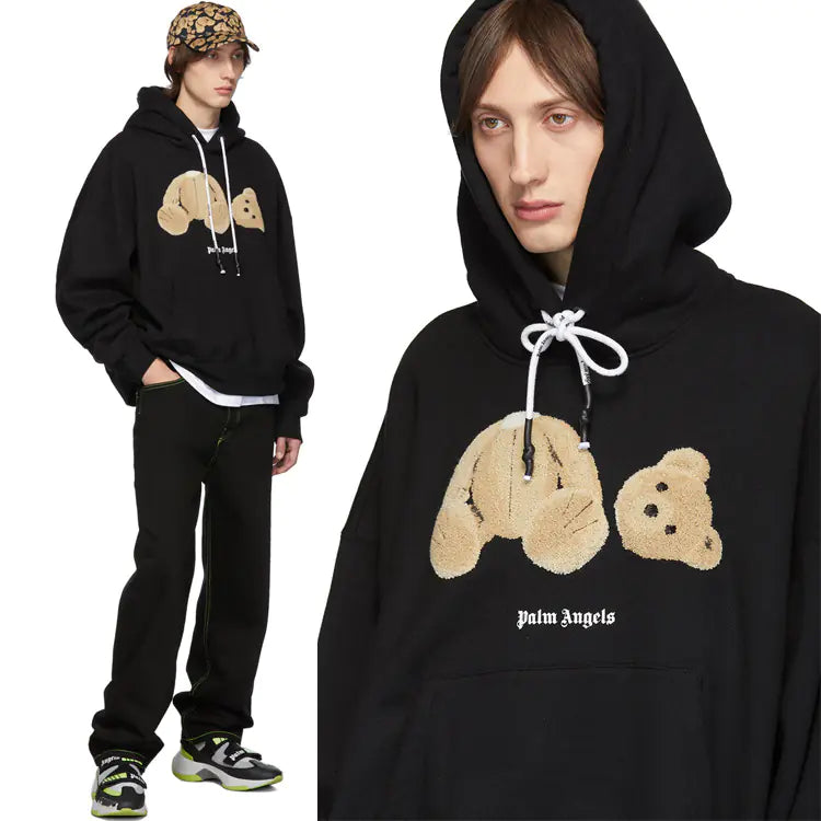 Loose Hoodie with Teddy Bear Design