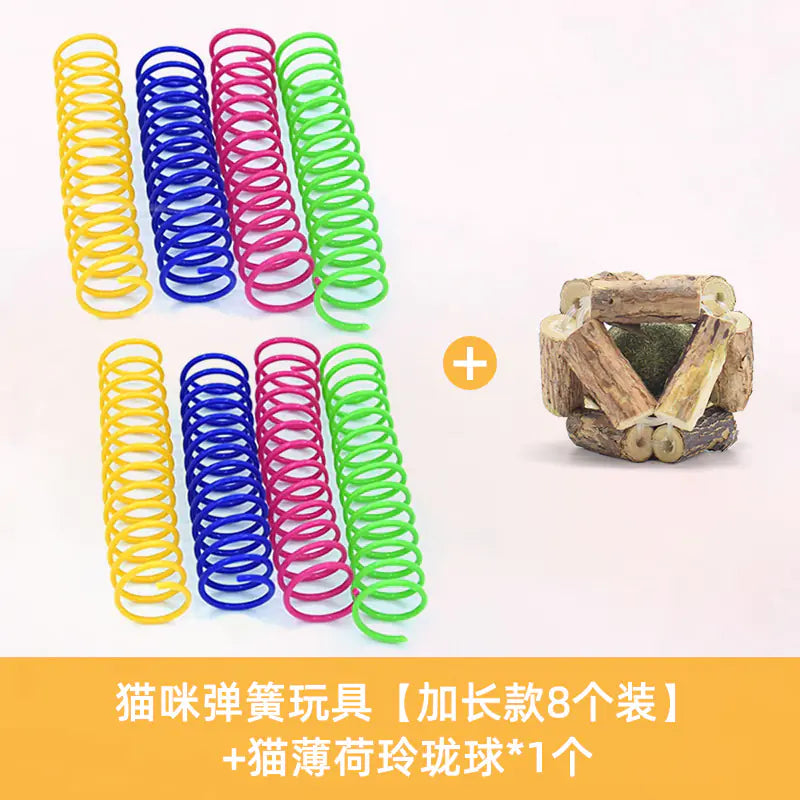 Interactive Colorful Plastic Spring Cat Toy Balls (4 Pack)