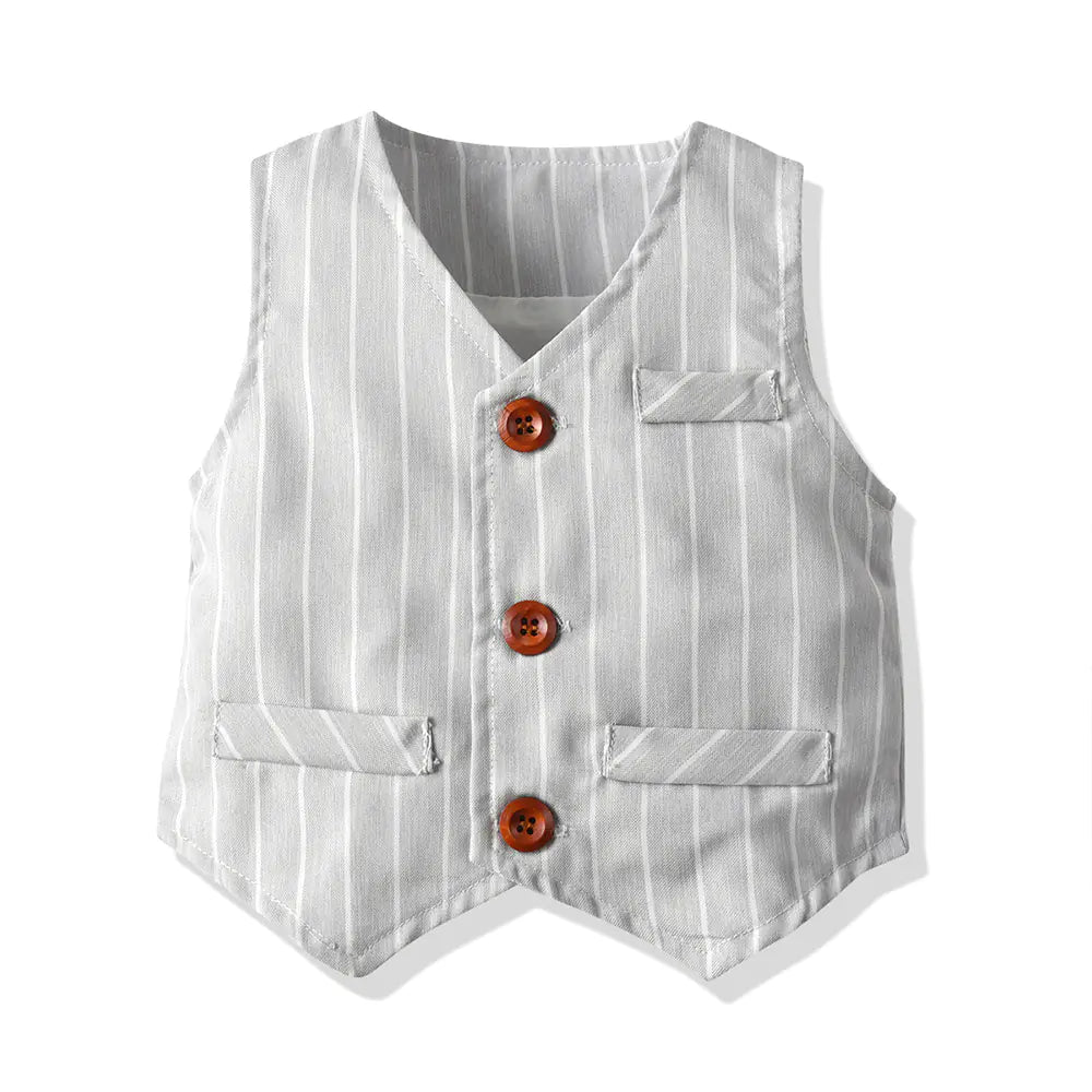Kids' Striped Vest and Long Sleeve Shirt Suit Set
