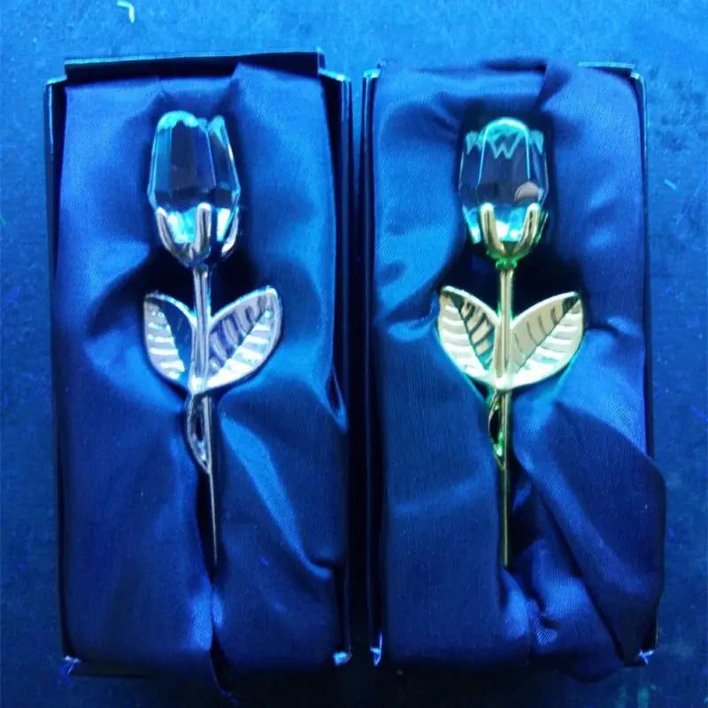 Crystal Rose Pendant with Metal Design