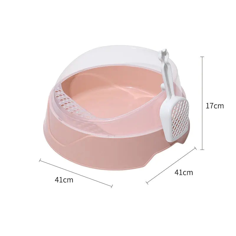Large Semi-Enclosed Cat Litter Box with Shovel