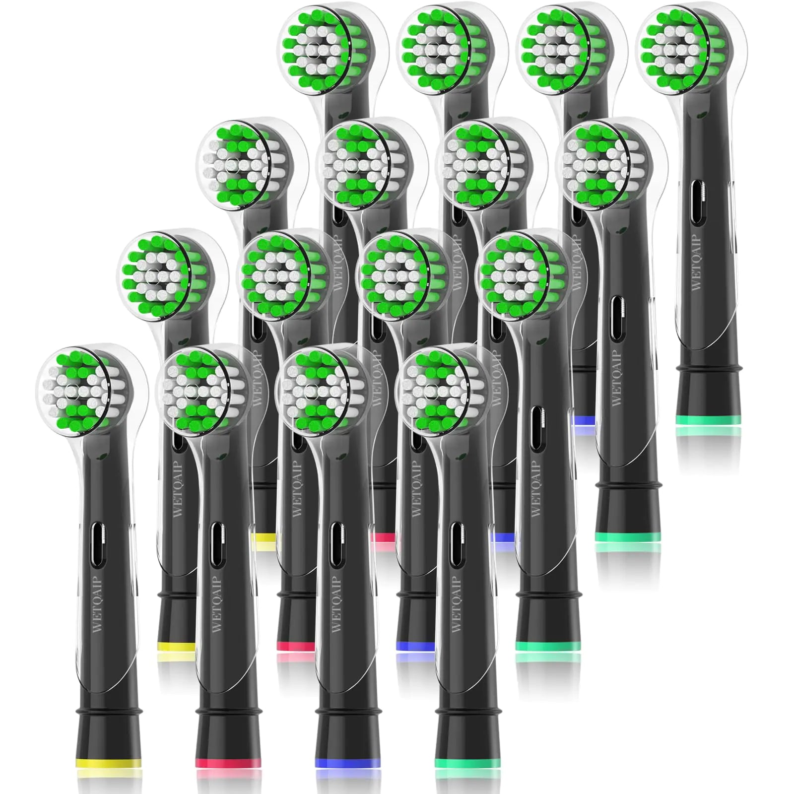 Wetqaip Replacement Heads Compatible with Oral b Braun Electric Toothbrush Toothbrush Heads for Pro 1000 500 1500 Health Genius X 8 Sensitive+8 Precision+16 Cover Caps-Black