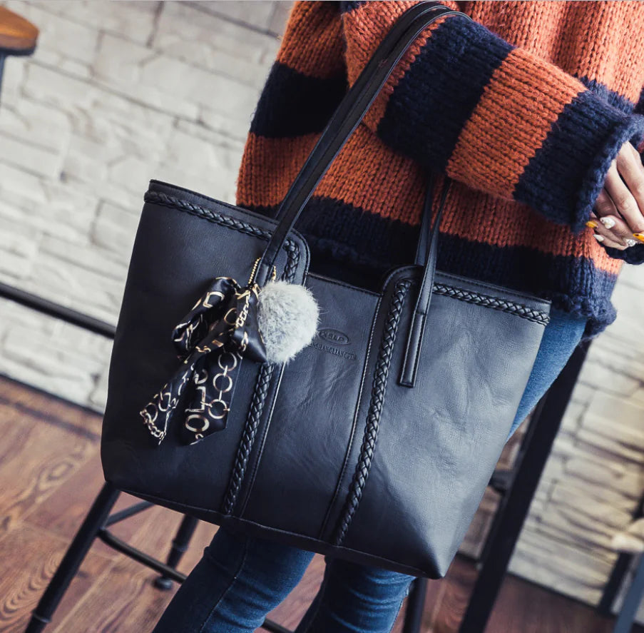 Fashion Women's Large Capacity Tote Bag with Scarf