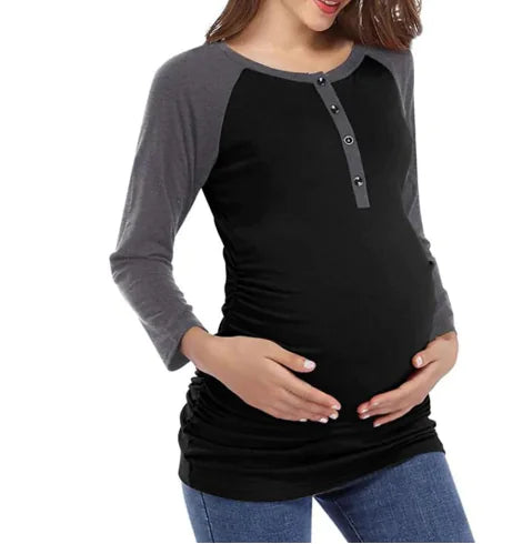 Maternity Nursing Top with Color Block Design
