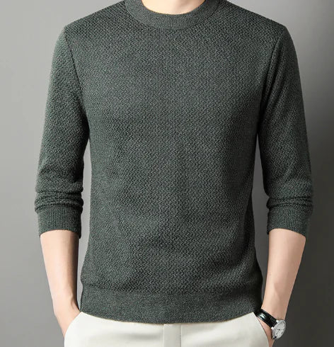 Men's Monochrome Sweater with Thick Warm Knit Design