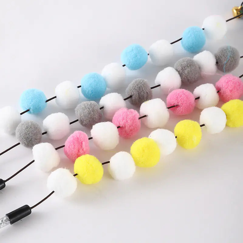 Factory Direct Cat Teaser Wand with Pom Poms