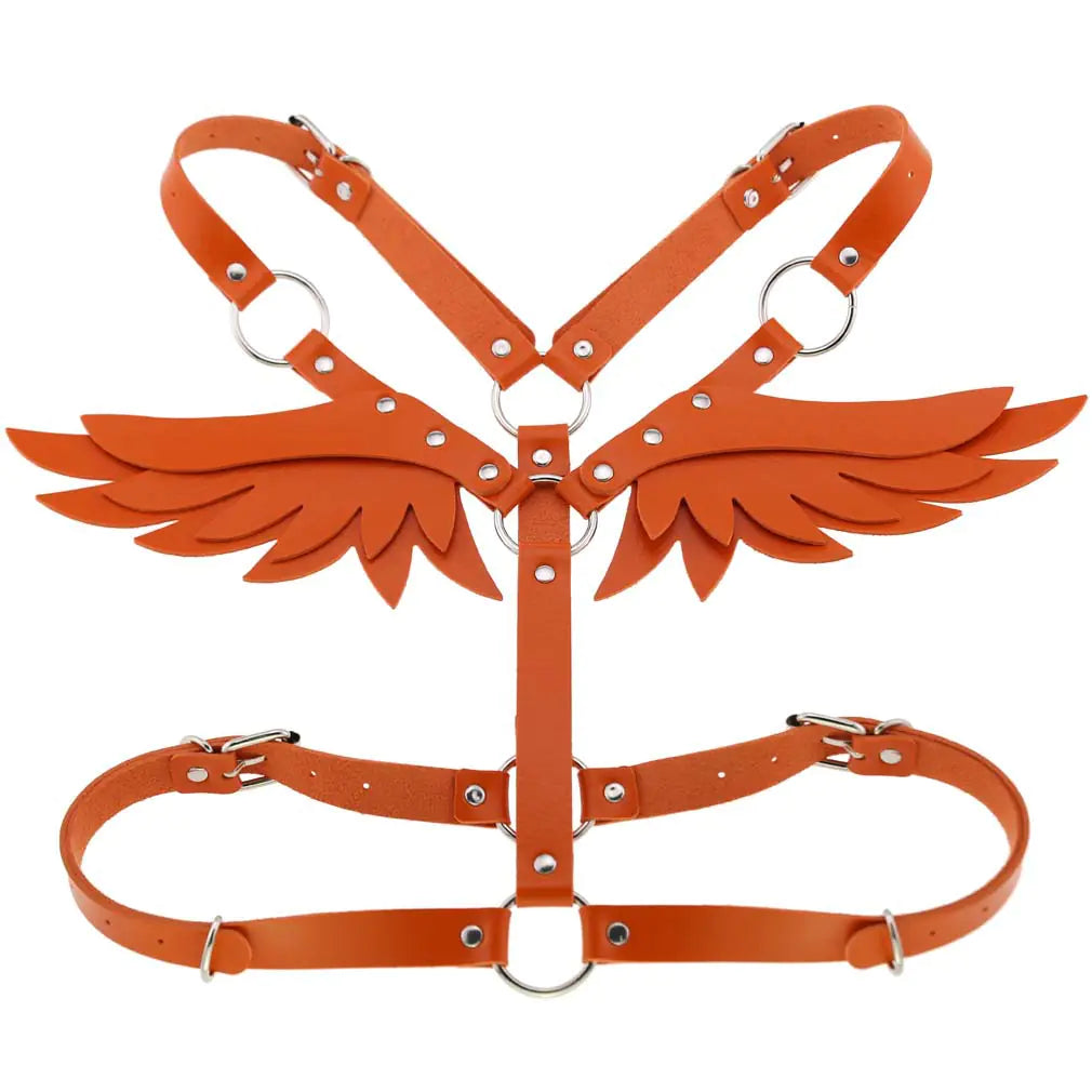 Women's Leather Angel Wings Harness Set