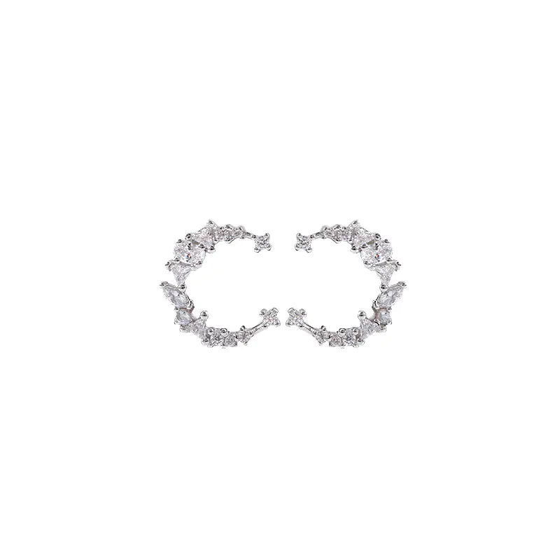 S925 Silver Earrings with Zircon Stone Moon Design
