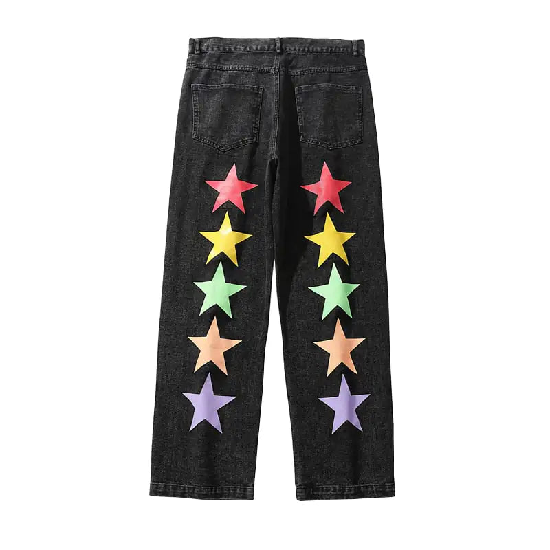 Pentagram Men's Casual Wide-Leg Jeans Trousers