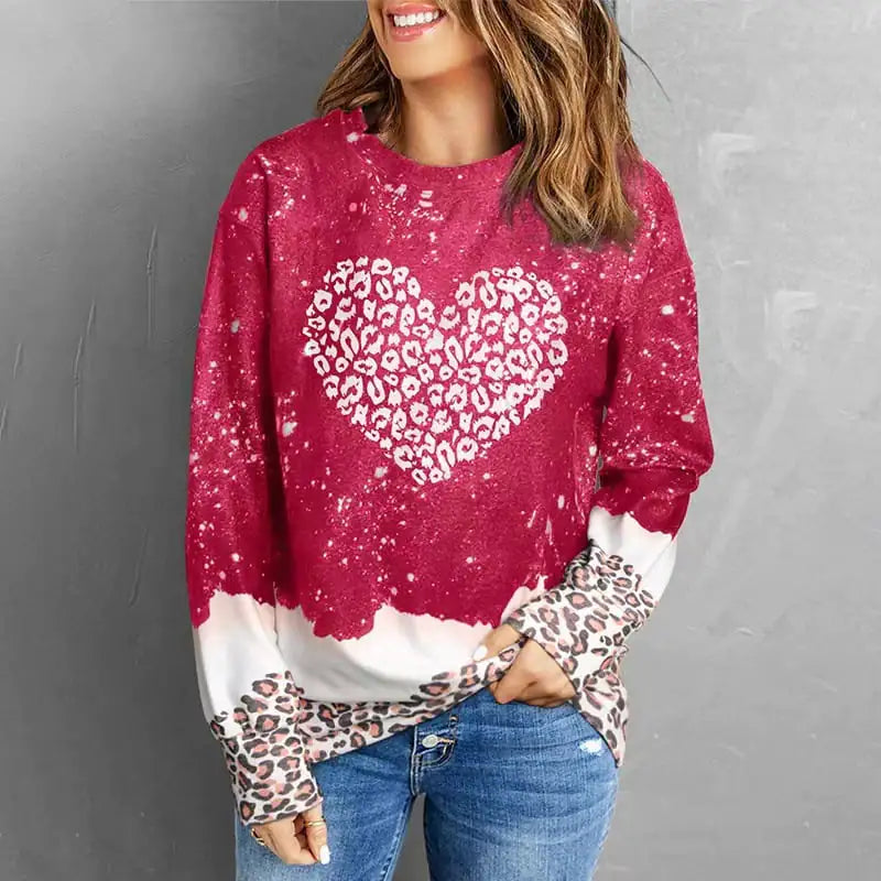 Leopard Splicing Loose Sweater for Women