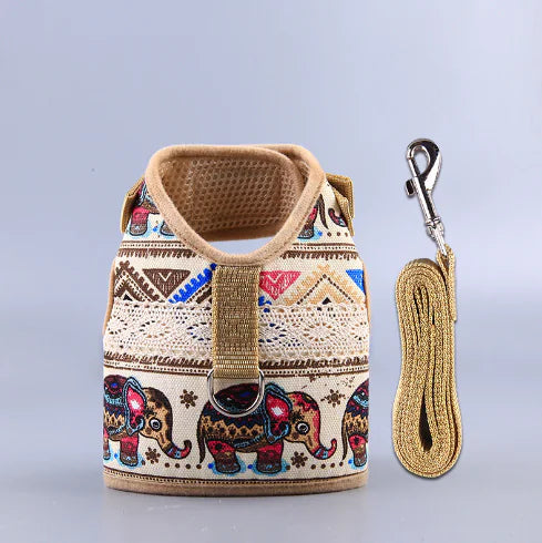 Ethnic Style Dog Leash and Clothing Set