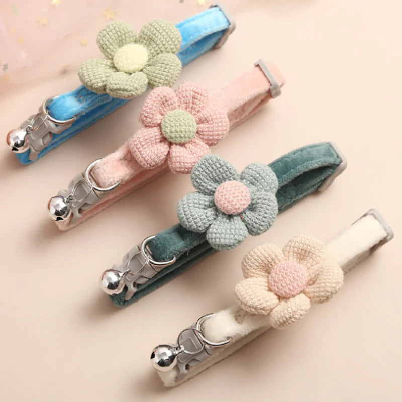 Multicolor Cute Flower Cat Collar with Bell
