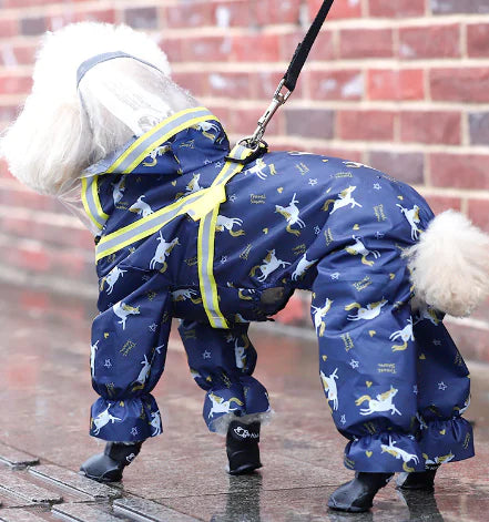 Waterproof Dog Raincoat with Teddy Bag Belly