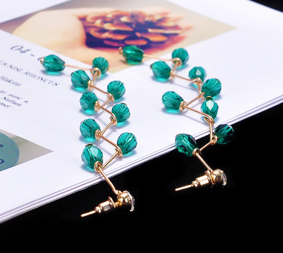 Long Tassel Earrings with Crystal Accents