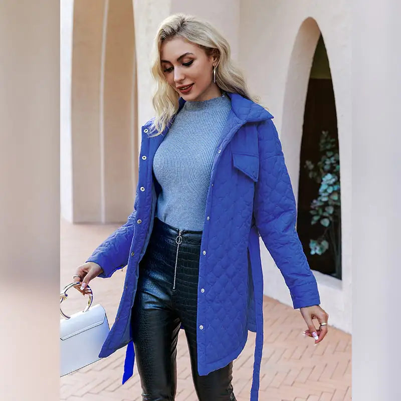 Women's Padded Cotton Jacket with Single-Breasted Design