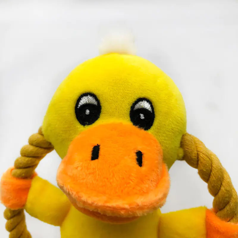 Cotton Rope Dog Toys - Cartoon Duck & Pig Design