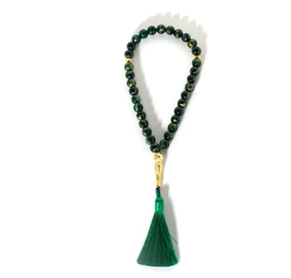 Long Sweater Necklace with Natural Tiger Eye & Tassels