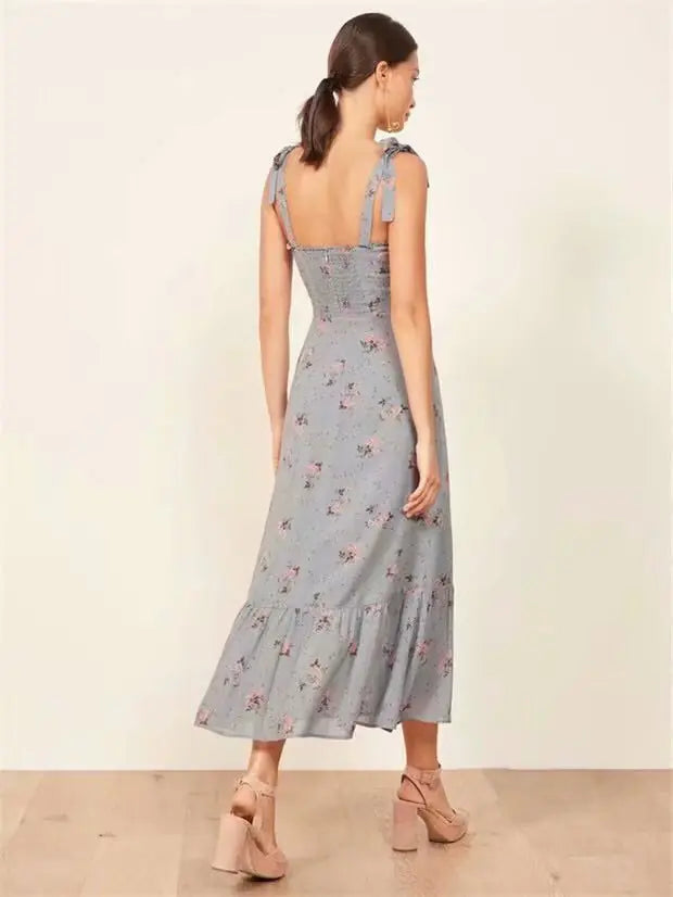 Vintage Floral Chiffon Slip Dress