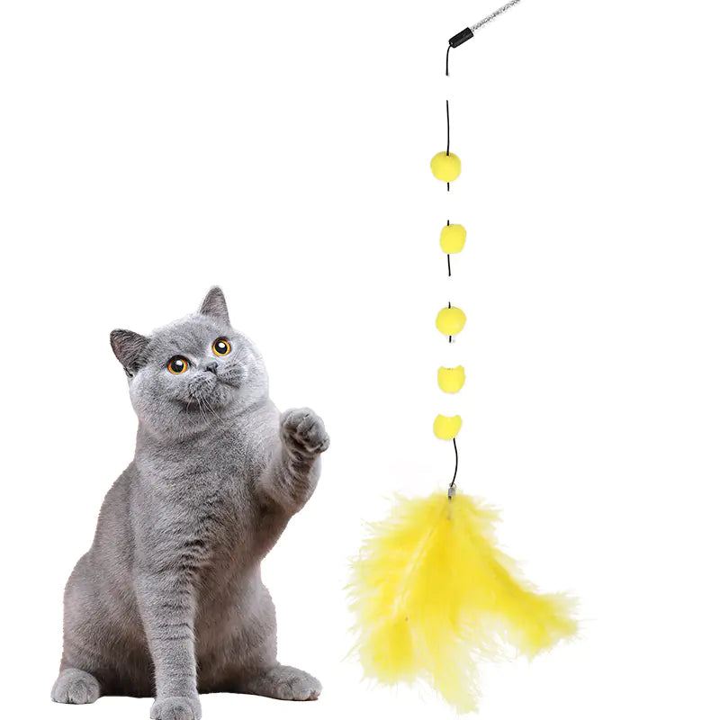 Factory Direct Cat Teaser Wand with Pom Poms