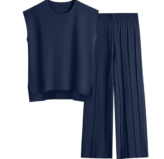 Women's Viscose Fiber Set with Wide-Leg Pants (One Set)