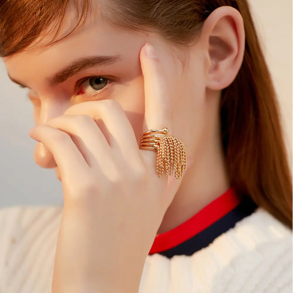 Spring Wheat Ear Tassel Joint Ring for Women