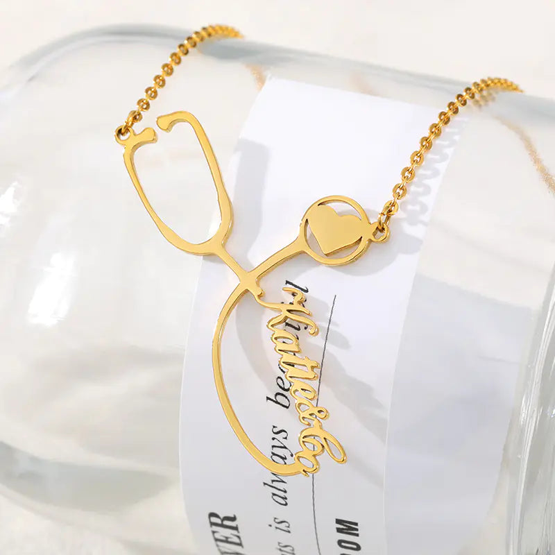 Custom Gold-Plated Stethoscope Pendant Necklace