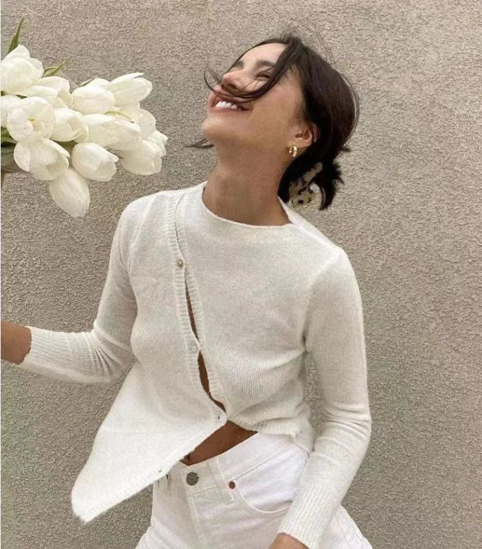 Irregular Design Women's Cardigan with Long Sleeves