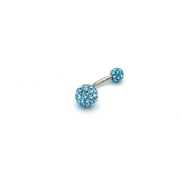 Crystal Ball Belly Button Ring with Disco Ball Design