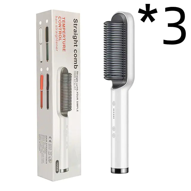 2-in-1 Electric Hair Straightener & Curling Brush